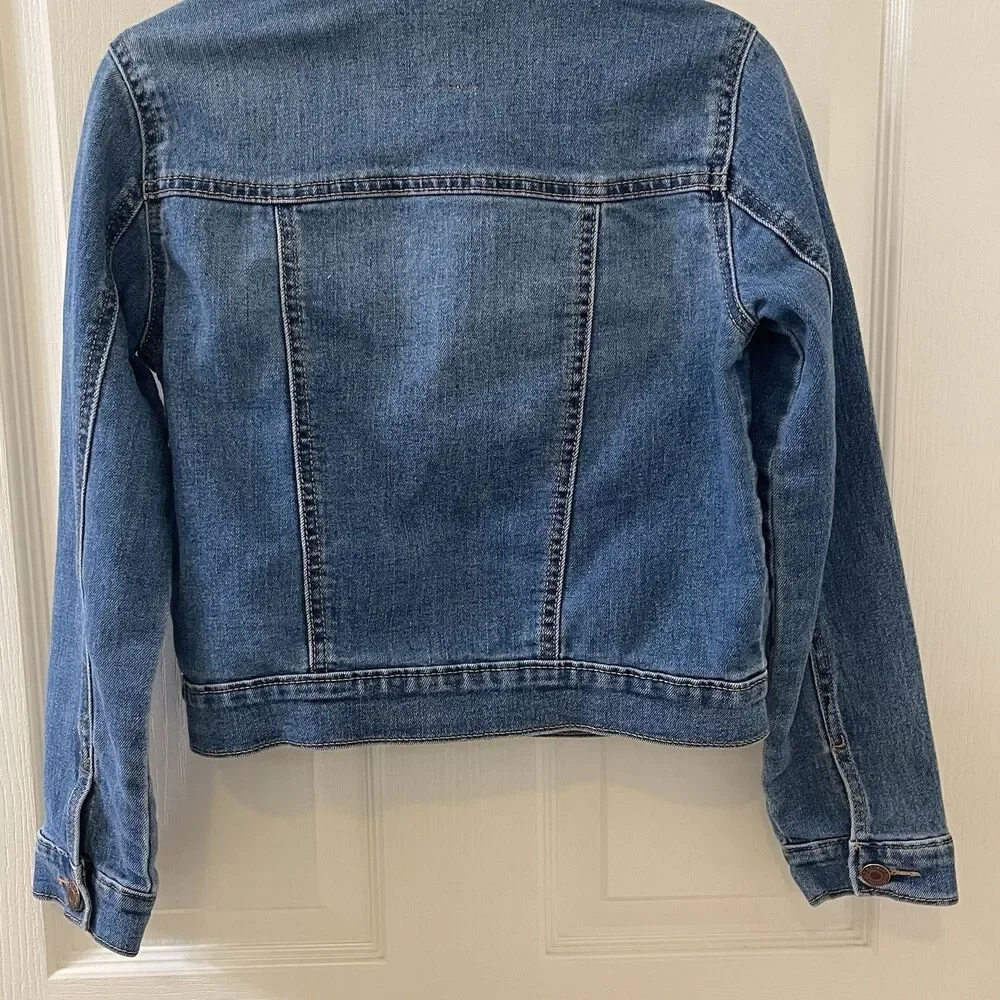 Old Navy Denim Jean Jacket Stretch Blue Girls Size Large 10-12 years